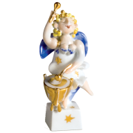 Engel mit kesselpauke, Bunt und gold staffiert, H 9,5 cm