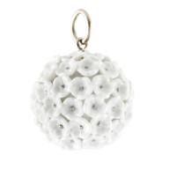 Anhänger Schneeballblüten-Boule klein, Blütenstempel Platin staffiert, Ø 2 cm