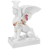 Leuchter Sphinx, Purpur und Gold, H 22,5 cm
