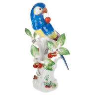 Vogel Papagei mit Kirschen, Vintage, Bunt staffiert, H 32 cm
