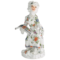 Monkey Orchestra Songstress, Oriental Flower painting, H 12,5 cm