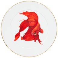 Wandteller, Form "No 41", Roter Betta Kampffisch, Ø 33 cm