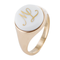 Master-Siegelring rund mit Monogramm (2 Buchstaben) in Gold,  925 Silber rosé vergoldet