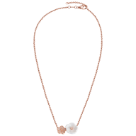 Collier Royal Blossom Pavé, 750 Roségold, Länge 45 cm plus 1 Öse bei 42 cm, 32 brillants. 0,18 ct VS fw