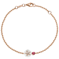 Armband Royal Blossom Gem "Turmalin Rosa", 750 Roségold, 1 Porzellanblüte S, 1 Turmalin Rosa 0,28 ct, 1 Brillant 0,02 ct, TW, VSI,