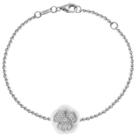 Armband Royal Blossom Pavé, 750 Weißgold, 1 Blüte pavé, 1 Porzellanblüte M, 49 Brillanten 0,224 ct, TW, VSI, VS Gut, Länge 19 cm,