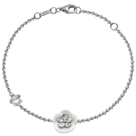 Armband, Gold 750 Weiss, Länge 19 cm plus Öse bei 17 cm, poliert, mit Tag, Anker mit Karabiner, 1 Brill 0,01 ct SI1 weiss, 1 Porze