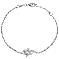 Armband Swords Pavé, 750 Weißgold, 30 Brillanten ca. 0,38 ct, TW, VSI, Vollschliff Gut, Kettenlänge 19 cm, Zwischenöse bei 17,5 cm