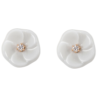Ohrstecker Royal Blossom Basic, 750 Roségold, 2 Porzellanblüten S mit je 1 Brillant je 0,02 ct, TW, VSI, Vollschliff Gut