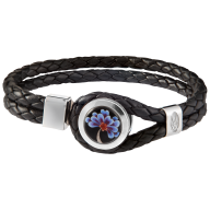 Lederarmband Indische Blüte blau,925 Sterlingsilber