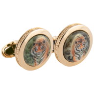 Manschettenknöpfe Tiger, 750 Gelbgold, limitierte Edition, Lim. 10