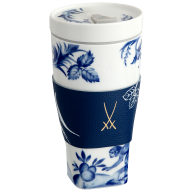 Coffee to go Becher mit Porzellandeckel und Manschette, Form "Nova", Affe und Faultier, V 0,35 l