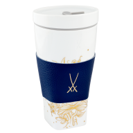 Coffee to go Becher mit Porzellandeckel und Manschette, Form "Nova", "Golden Onion Pattern", V 0,35 l