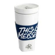 Coffee to go Becher mit Porzellandeckel und Manschette, Monogramm, 2 Buchstaben, schwarz, Form "Nova", Weiß, V 0,35 l